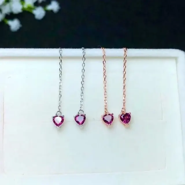 Gemstone 4mm Natural Pyrope Drop Earrings 925 Silver Jewelry