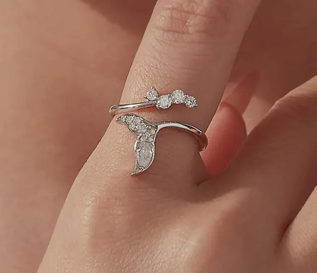 0.35CT Fishtail Moissanite Open Ring 925 Sterling Silver