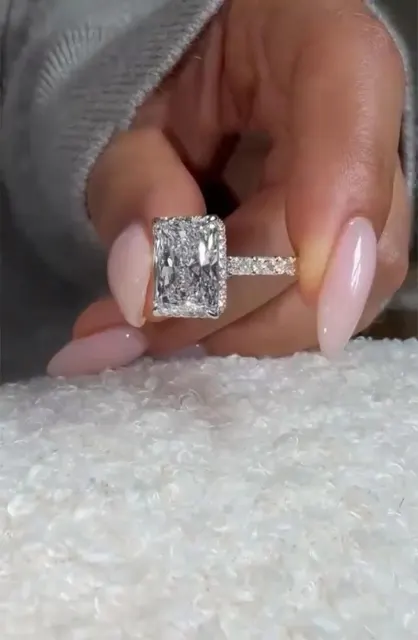 IGI Diamond Ring Radiant 2Ct Solid 18K White Gold Ring
