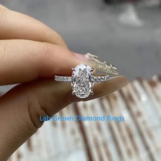 3CT Oval Cut IGI Certified Diamond Ring 14kt White Gold