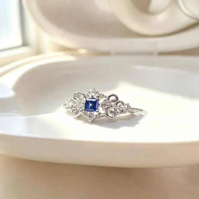 Natural Sapphire Ring 3*3mm 925 Silver Royal Blue Shining Gemstone