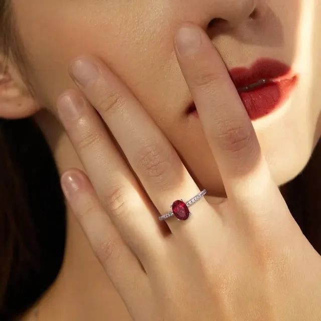 1CT Ruby/ Padparadscha Sapphire Ring S925 Sterling Silver with Moissanite Ring