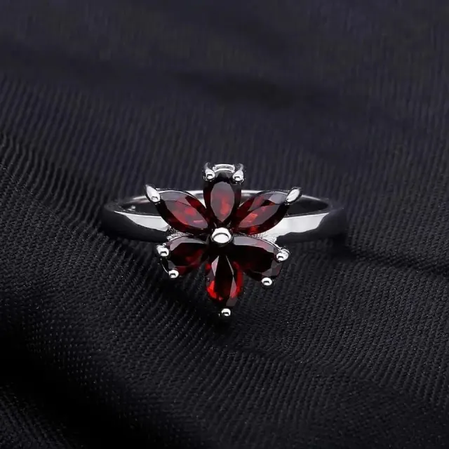 925 Silver Ring Natural Garnet Rings