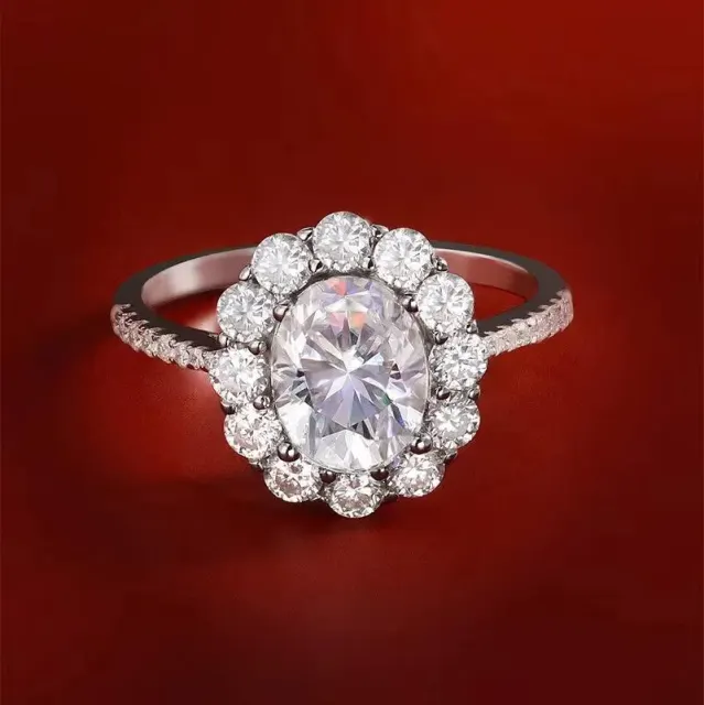 2.988cttw 7x9mm Ruby/Padparadscha Sapphire Ring S925 Sterling Silver Moissanite