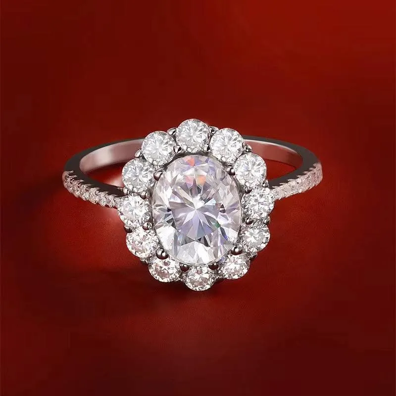 2.988cttw 7x9mm Ruby/Padparadscha Sapphire Ring S925 Sterling Silver Moissanite
