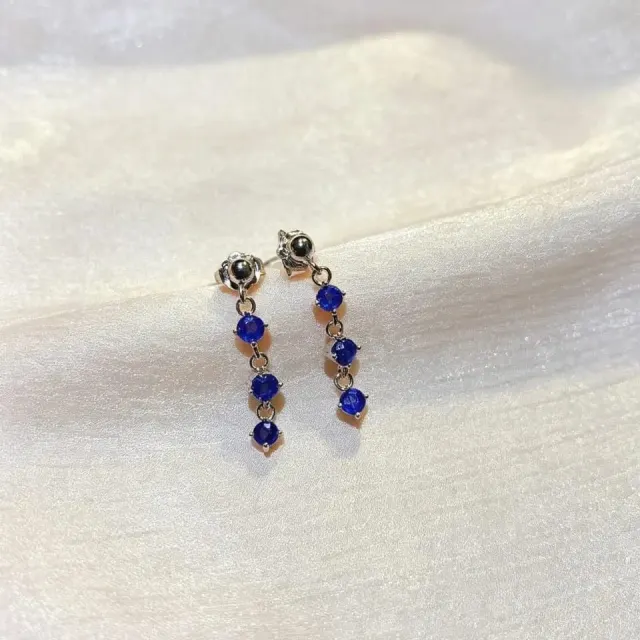 Natural Sapphire Earrings S925 Pure Silver