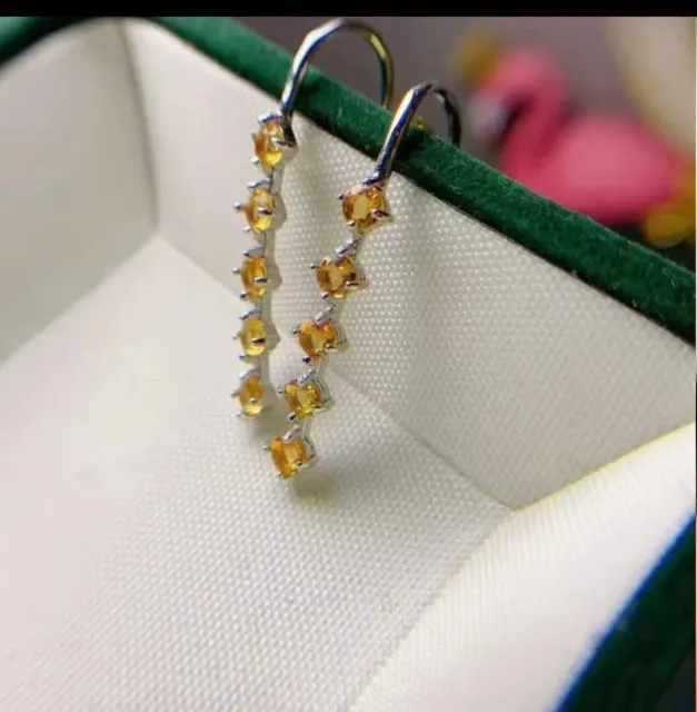 Natural Real Ctrine Earring Per Jewelry 3*3mm Gemstone 925 Sterling Silver