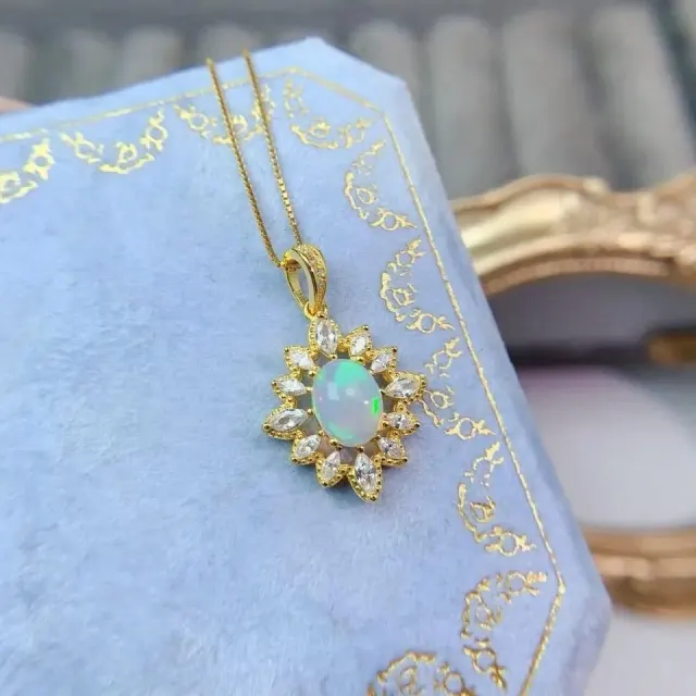 Natural Opal Pendant S925 Sterling Silver