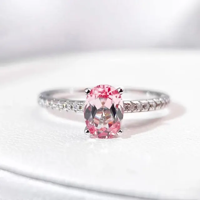 1CT Ruby/ Padparadscha Sapphire Ring S925 Sterling Silver with Moissanite Ring