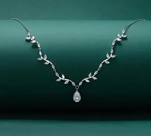 1.5CT Teardrop Moissanite Necklace 925 Sterling Silver Pear-Cut Pendant